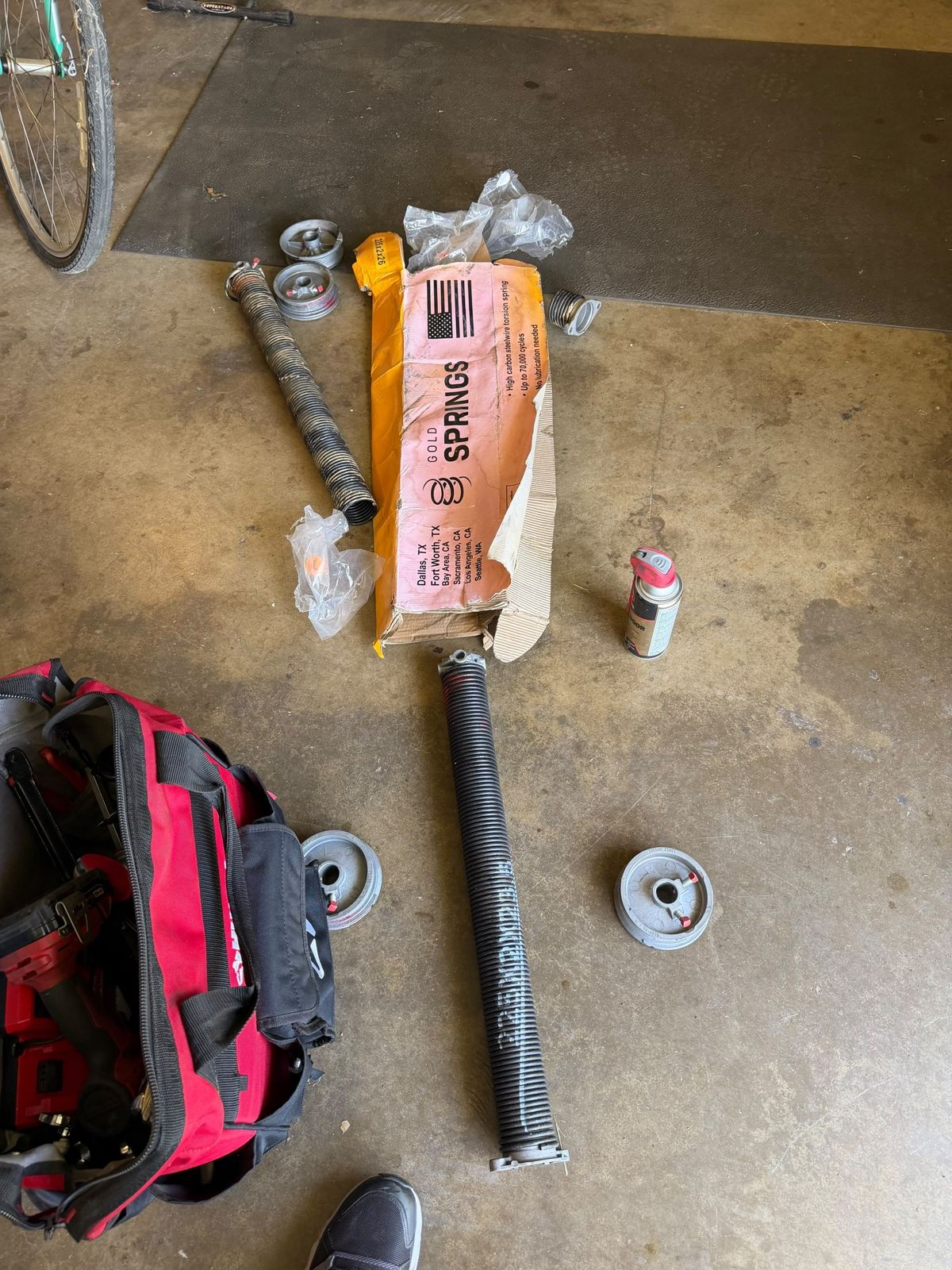 New garage door springs and parts for a DFW repair